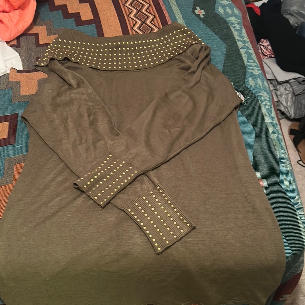 green sweater